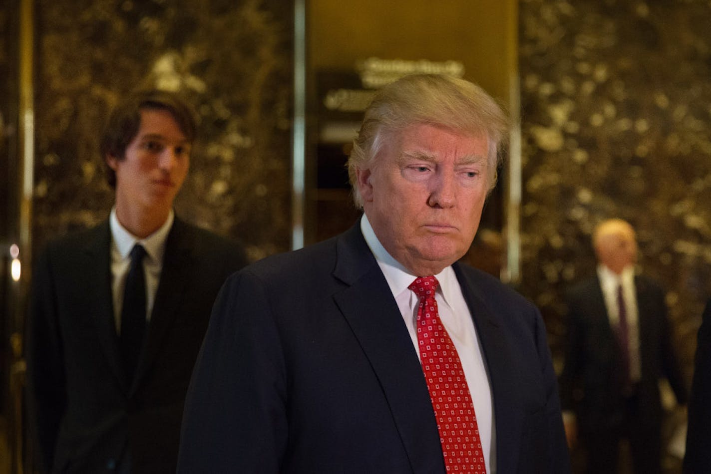 President-elect Donald Trump in the lobby of Trump Tower on Fifth Avenue in New York, Jan. 9, 2017. The chiefs of America's intelligence agencies last week presented President Barack Obama and Trump with a summary of unsubstantiated reports that Russia had collected compromising and salacious personal information about Trump, two officials with knowledge of the briefing said.