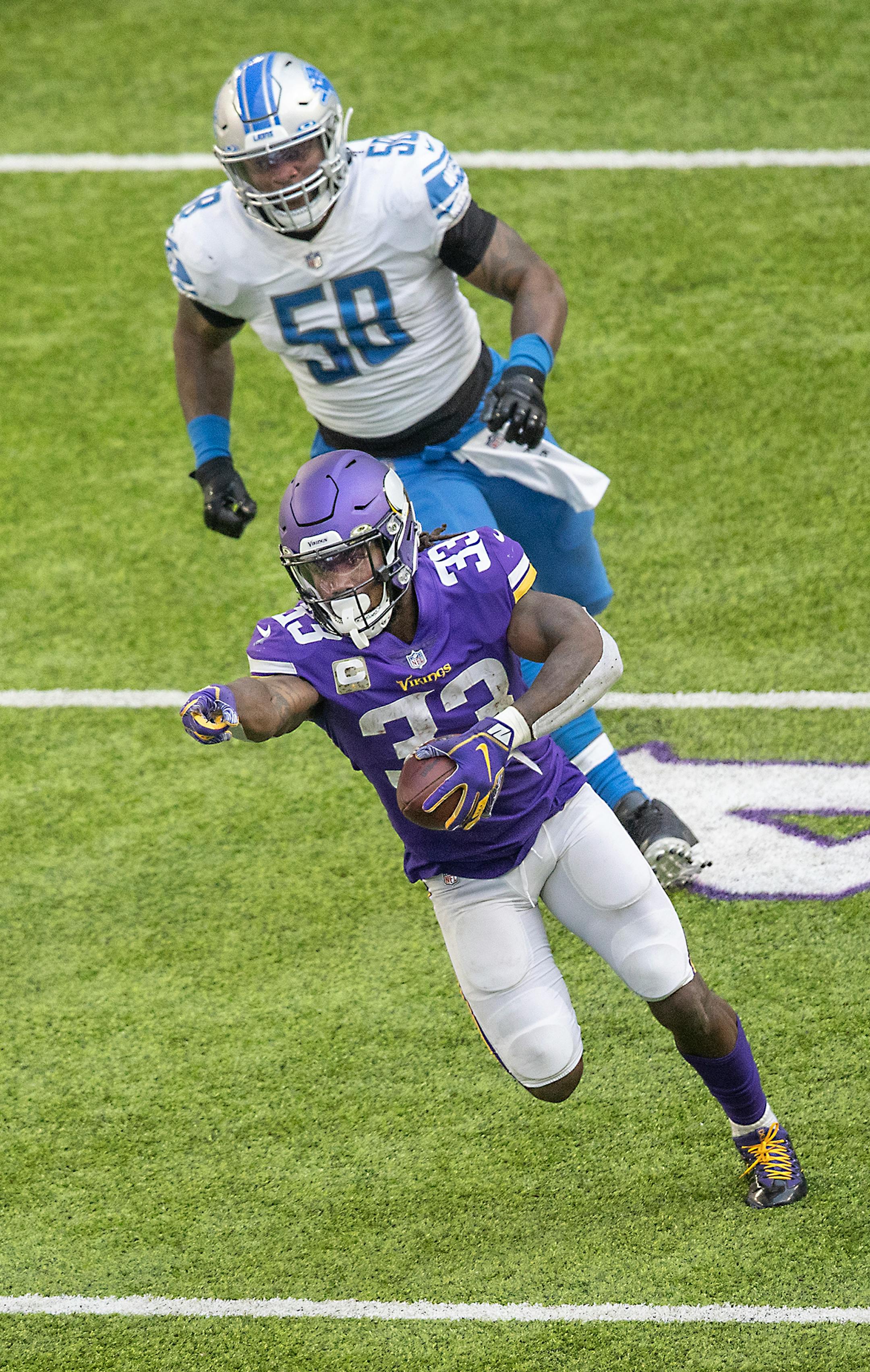 Minnesota Vikings running back Dalvin Cook ran for yards in the second quarter.