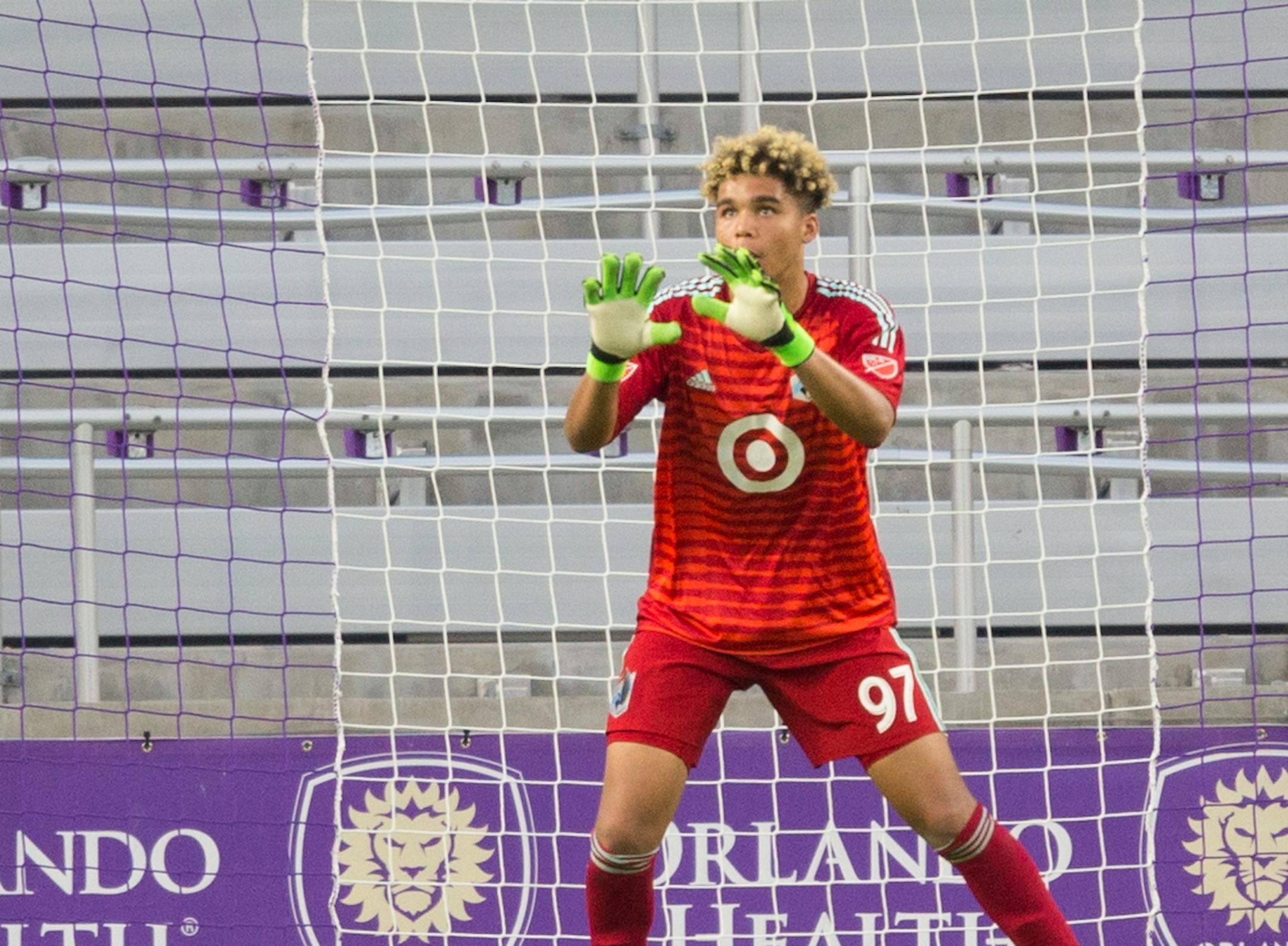 Minnesota United FC goalie Dayne St. Clair stopped a shot on goal during the second half