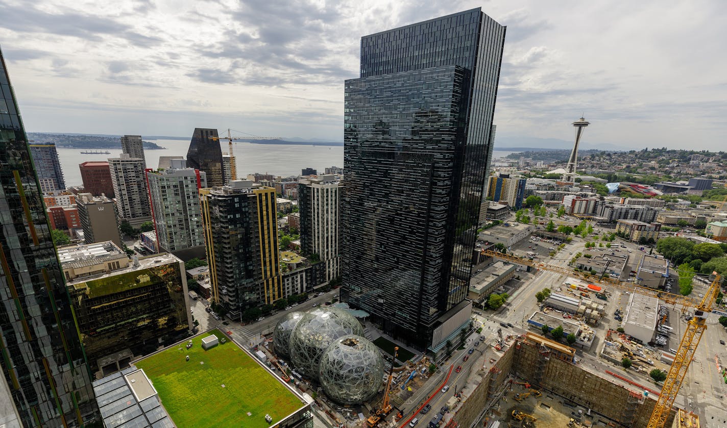 Amazon's campus in Seattle, Wash., photographed from the roof of Amazon's Port 99 building. Real-estate developers from Phoenix to Washington, D.C., are suggesting former shopping malls as prime locations for Amazon's next headquarters. (Jordan Stead/Amazon) ORG XMIT: 1212044