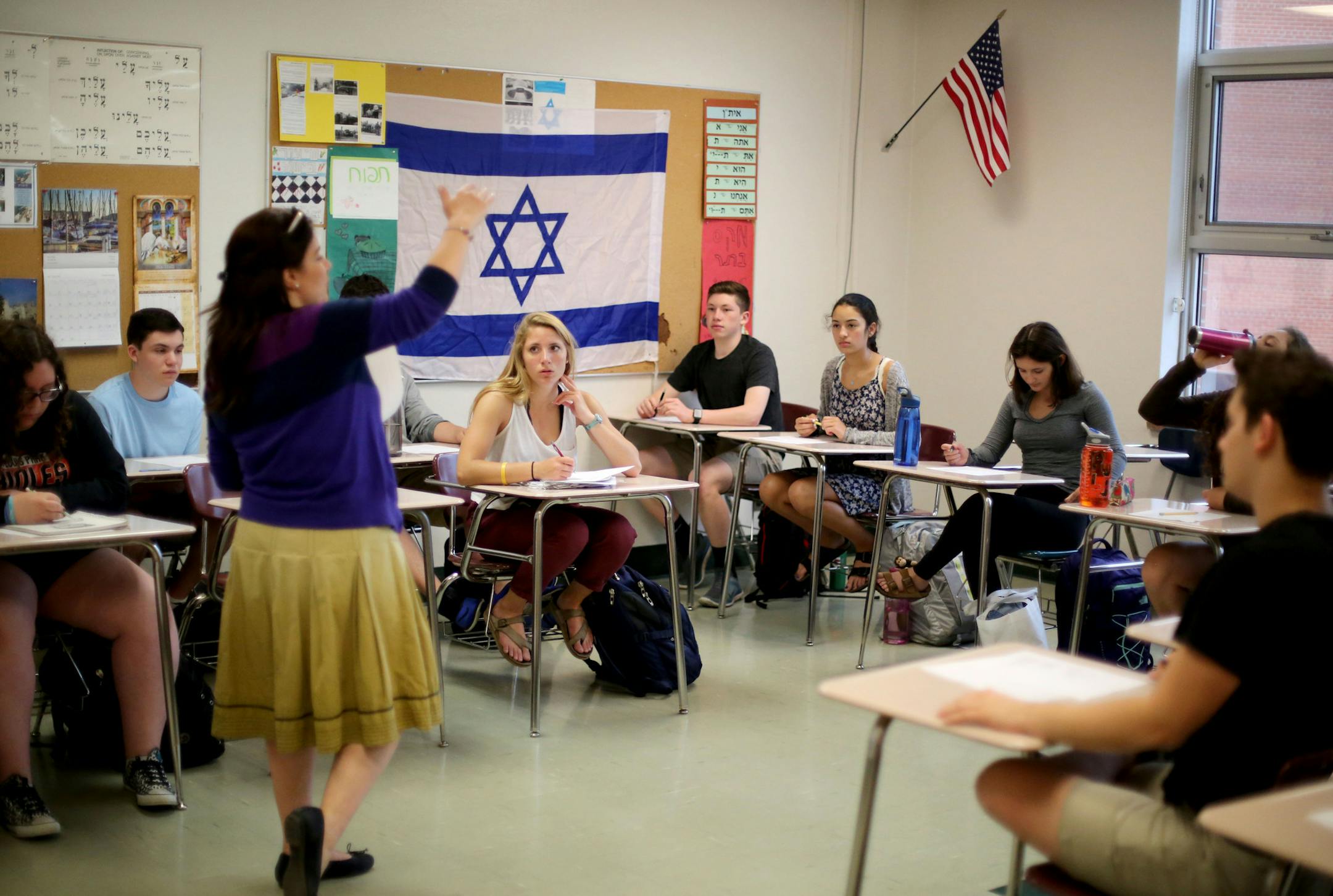 International Baccalaureate Hebrew program teacher Hadassa Slager lectures in Hebrew to her IB Hebrew sophomore class Wednesday, May 5, 2016, at St. Louis Park High School in St. Louis Park, MN.](DAVID JOLES/STARTRIBUNE)djoles@startribune For more than 15 years, St. Louis Park High School has had an International Baccalaureate Hebrew program, one of a handful in the country and the only one in Minnesota.The program is a draw for the city's Jewish community as well as Hebrew speakers from other h
