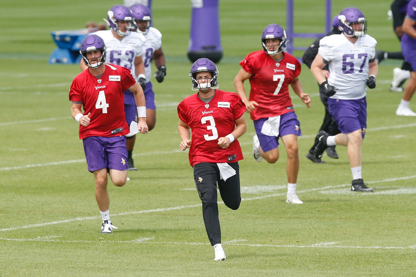 Quarterbacks Jake Browning (3) and Nate Stanley (7) were among the players re-signed to the practice squad Sunday.