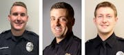 Burnsville officer Paul Elmstrand, left, firefighter/paramedic Adam Fineth, center, and Burnsville officer Matthew Ruge, right ] Provided by Burnsvill