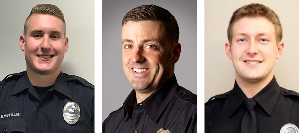 Burnsville police officer Paul Elmstrand, left, firefighter-paramedic Adam Fineth, center, and Burnsville officer Matthew Ruge. Provided by Burnsville police
