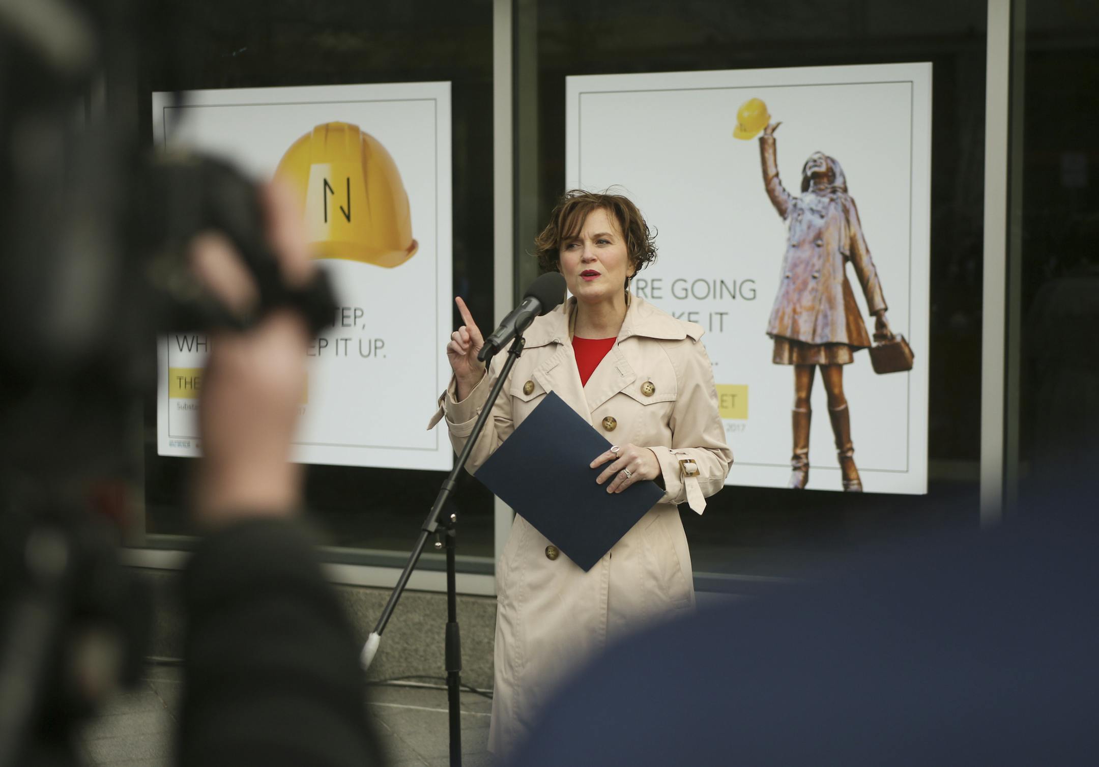 Minneapolis Mayor Betsy Hodges speaks to the press about the Nicollet Mall reconstruction project and a new creative campaign Friday, March 31, 2017.