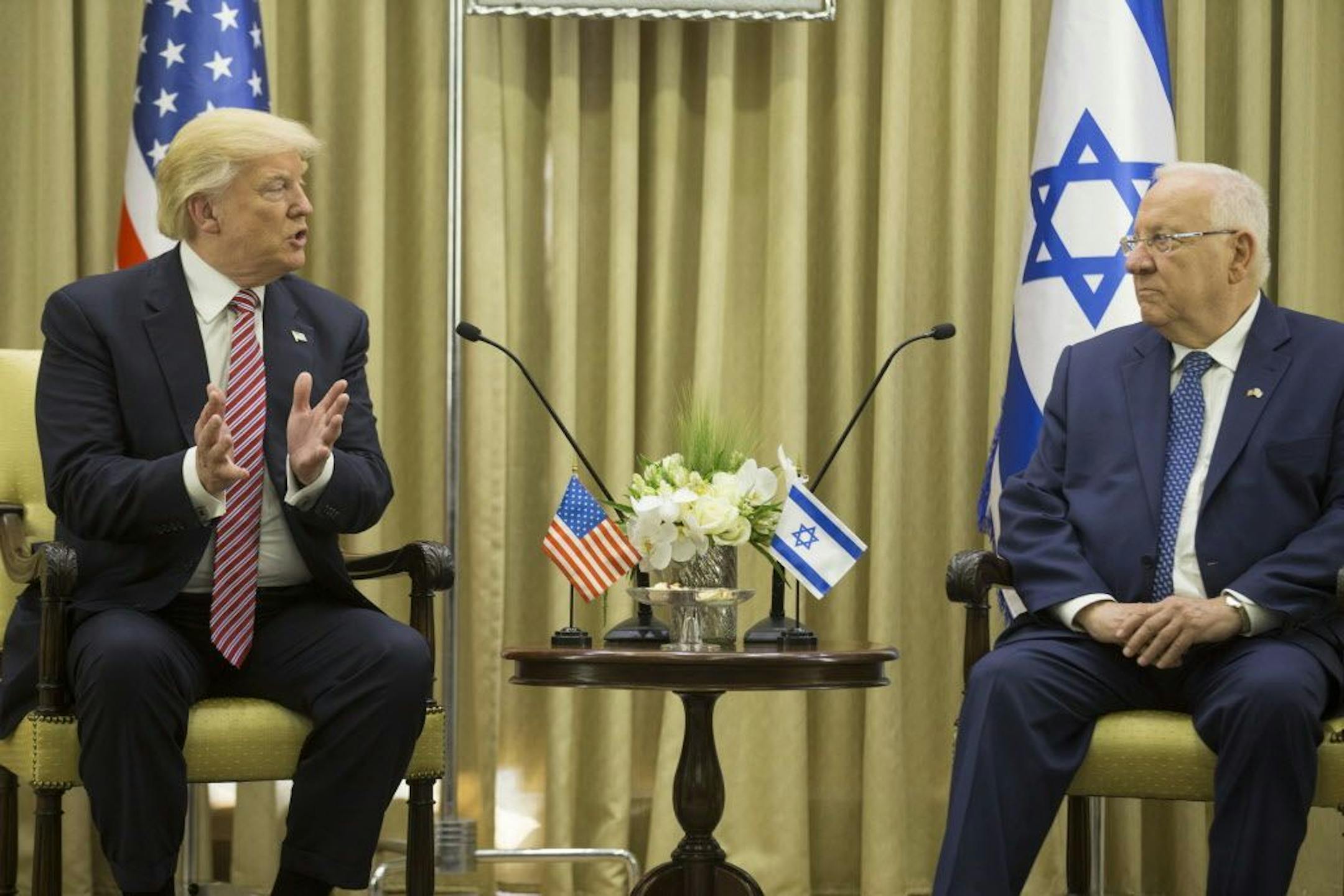 US President Donald Trump meets Israeli President Reuven Rivlin in Jerusalem, Monday, May 22, 2017.