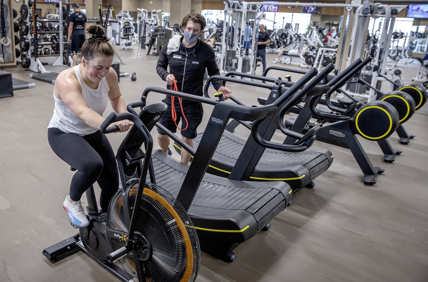 "I'm not happy (about closures) but I understand precautions need to be taken," said Alexa Bennett as she took on a training session with her trainer Clint Walters at Lifetime Fitness, Wednesday, November 18, 2020 in Edina, MN. "I believe the club is doing everything they can to keep us safe," she said. ] ELIZABETH FLORES • liz.flores@startribune.com