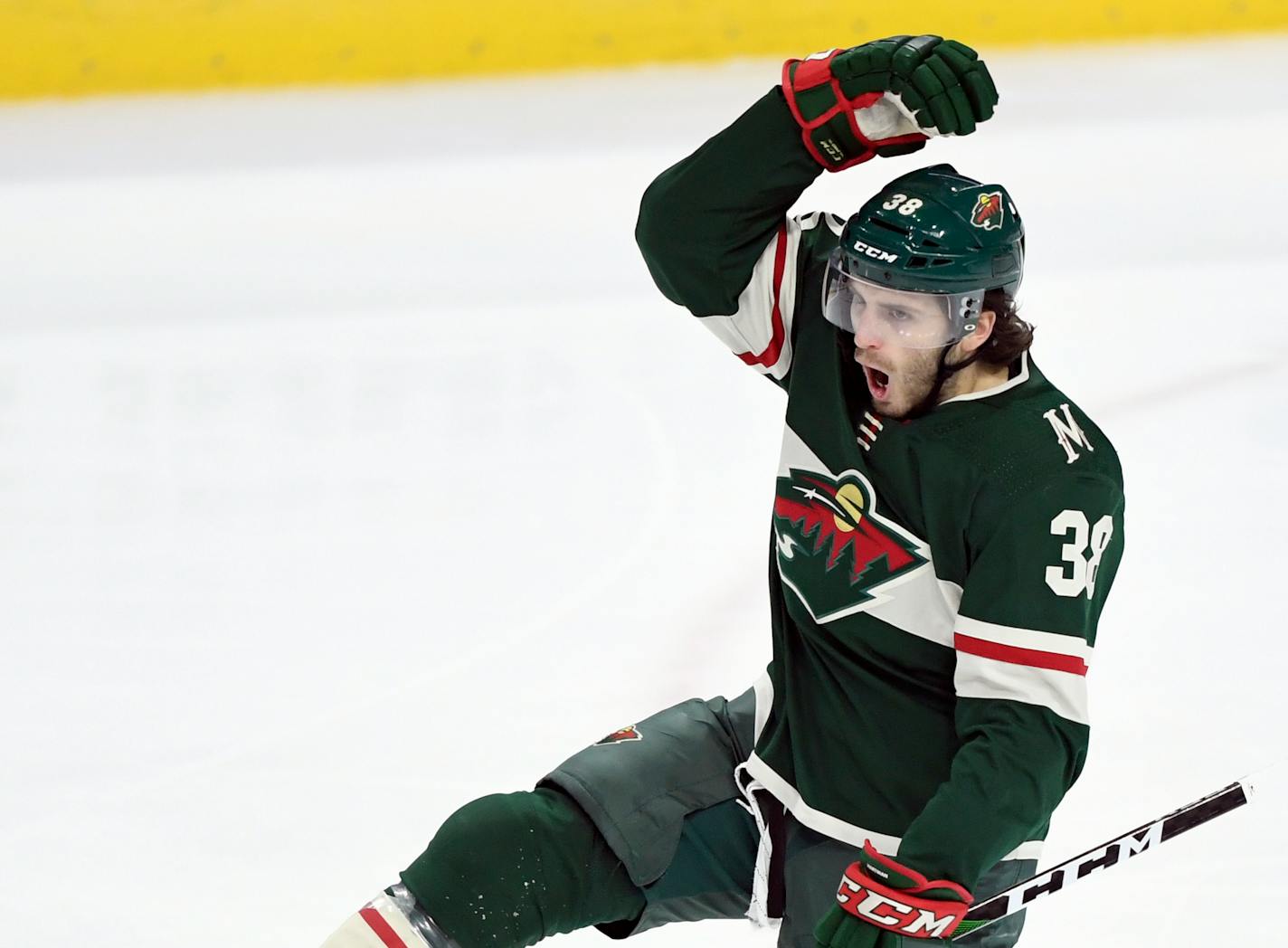 The Wild's Ryan Hartman celebrates his goal against the Ottawa Senators during the third period on Friday