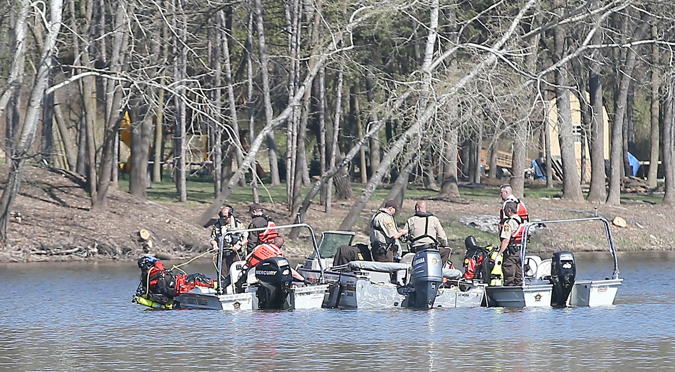 Members of the Ramsey County Sheriff's Department recovered the body of an adult male involved in a boating accident, Sunday, April 26, 2015 in Vadnais Heights, MN.