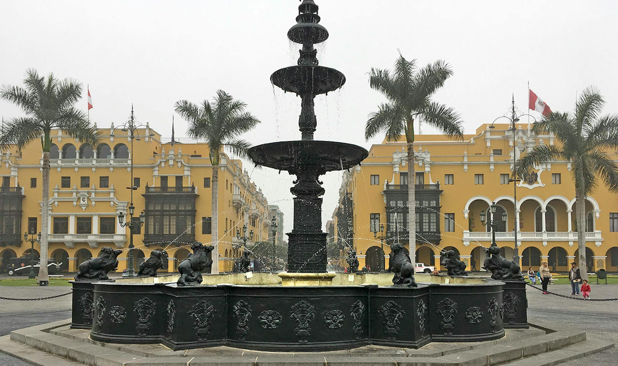 Downtown Lima's main attraction, Plaza Mayor, is home to the Government Palace and the impressive Cathedral de Lima. [ Photos by Chris Riemenschneider