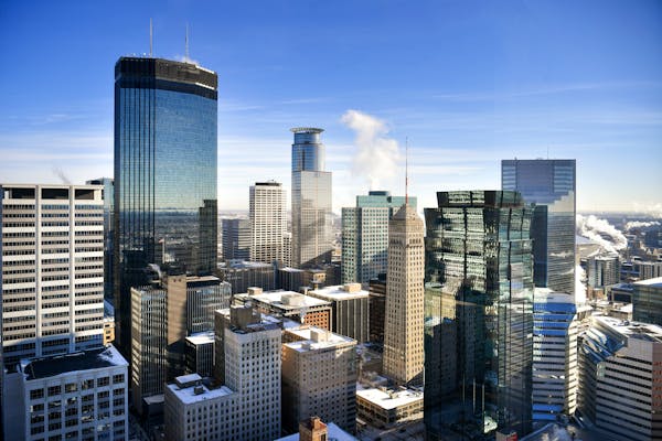 The Minneapolis skyline, including: IDS Center, Foshay Tower, Capella Tower, Ameriprise Financial Center, Campbell Mithun Tower, AT&T Tower, 33 South 