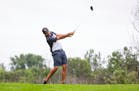 Arjun Atwal teed off on the 18th hole at Victory Links