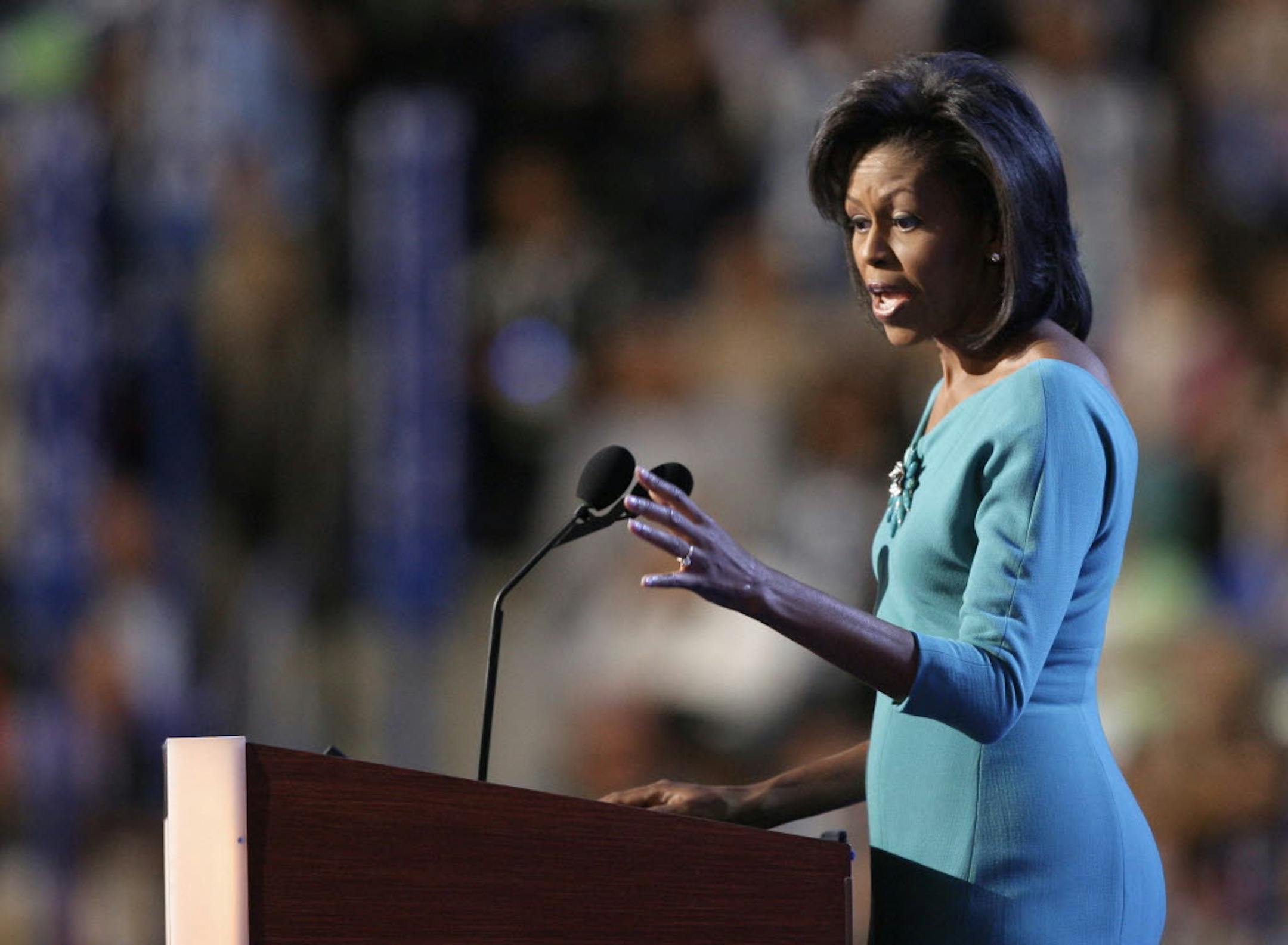 Michelle Obama, wife of Democratic presidential candidate, Sen. Barack Obama, D-Ill., addresses the Democratic National Convention.