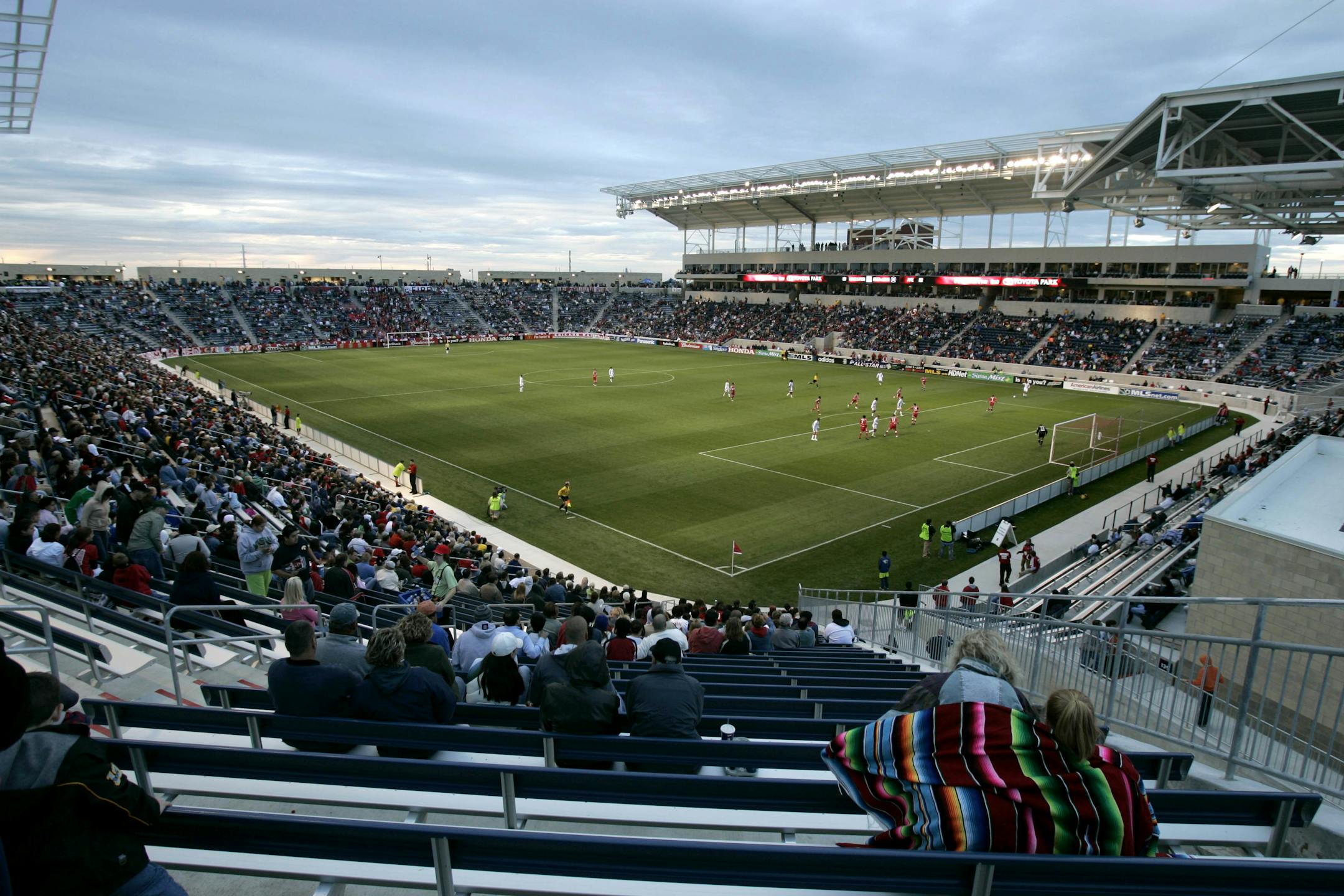 Chicago Fire fans watch as their team takes on the New England Revolution during the 2006 season in Bridgeview, Ill. The game was the first in the Fire's new 20,000-seat stadium.