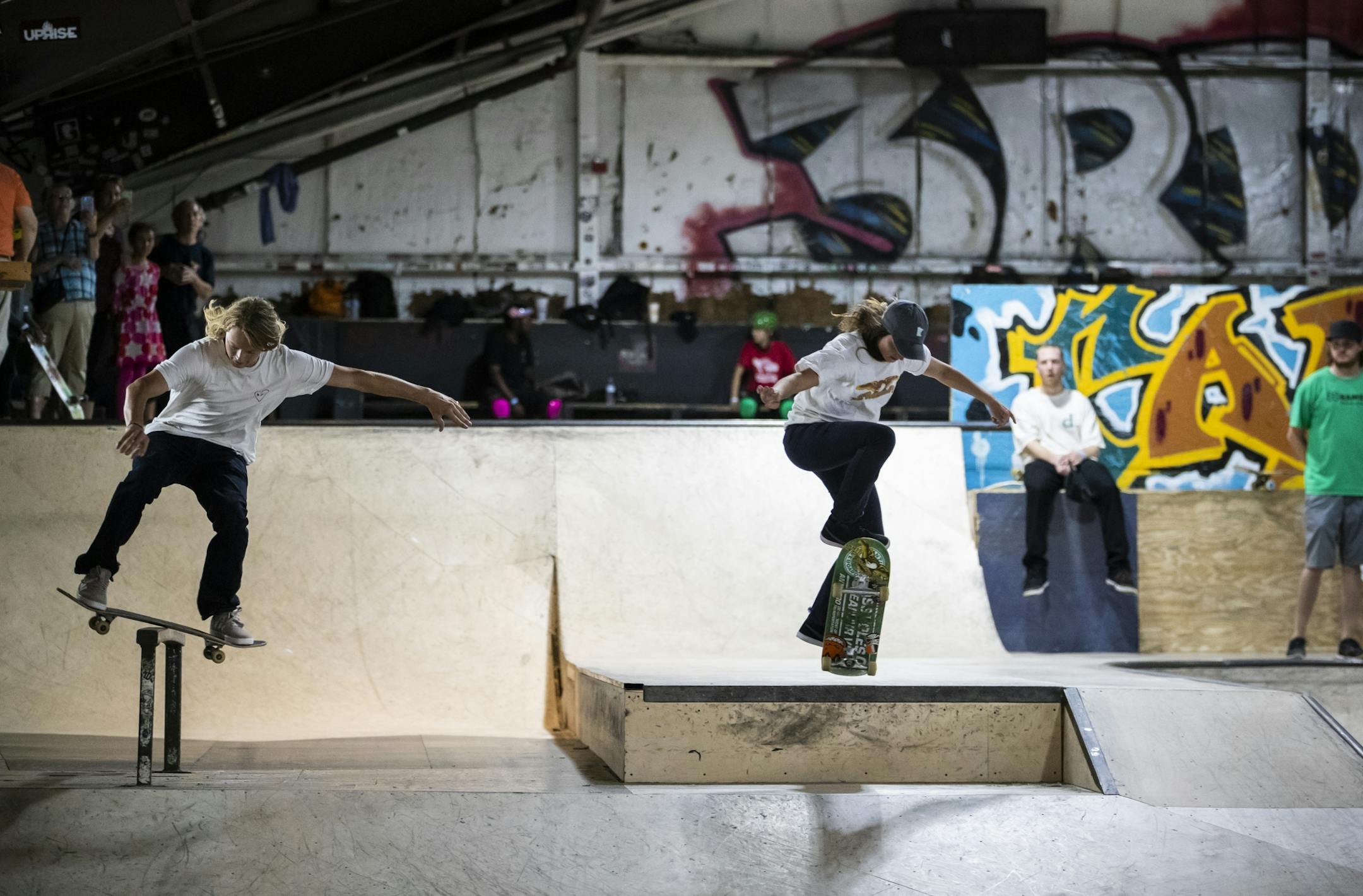 Alec Majerus of Rochester and Nicole Hause of Stillwater skated together at 3rd Lair Skate Park during a media day for the X Games on June 21, 2018, in Golden Valley, Minn.