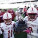 St. John's wide receivers T.J. Hodge (11) and Ravi Alston (3) celebrated after the game.