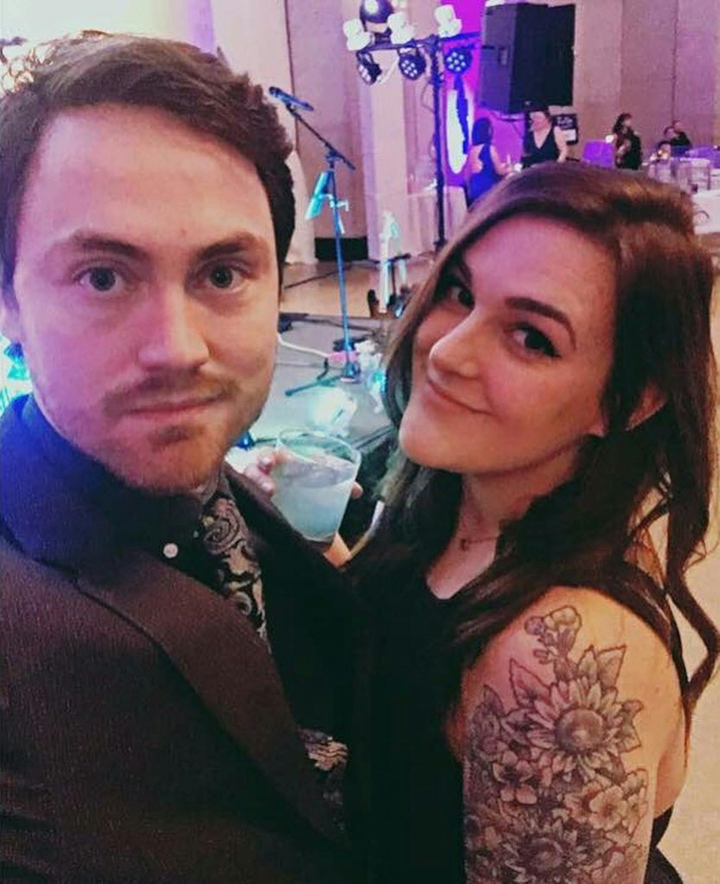 In this undated photo provided by Karina Halse, her sister Amanda Halse and boyfriend Patrick Cushing pose for a photo. The two were killed when a limousine they were riding in crashed Saturday, Oct. 6, 2018, in Schoharie, N.Y.