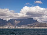 Cape Town is seen from the ferry to Robben Island.