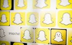 Snapchat logo's on a website, Snapchat is a Social Media platform first launched in 2011. Snapchat logo's on a website - 04 Mar 2017 media