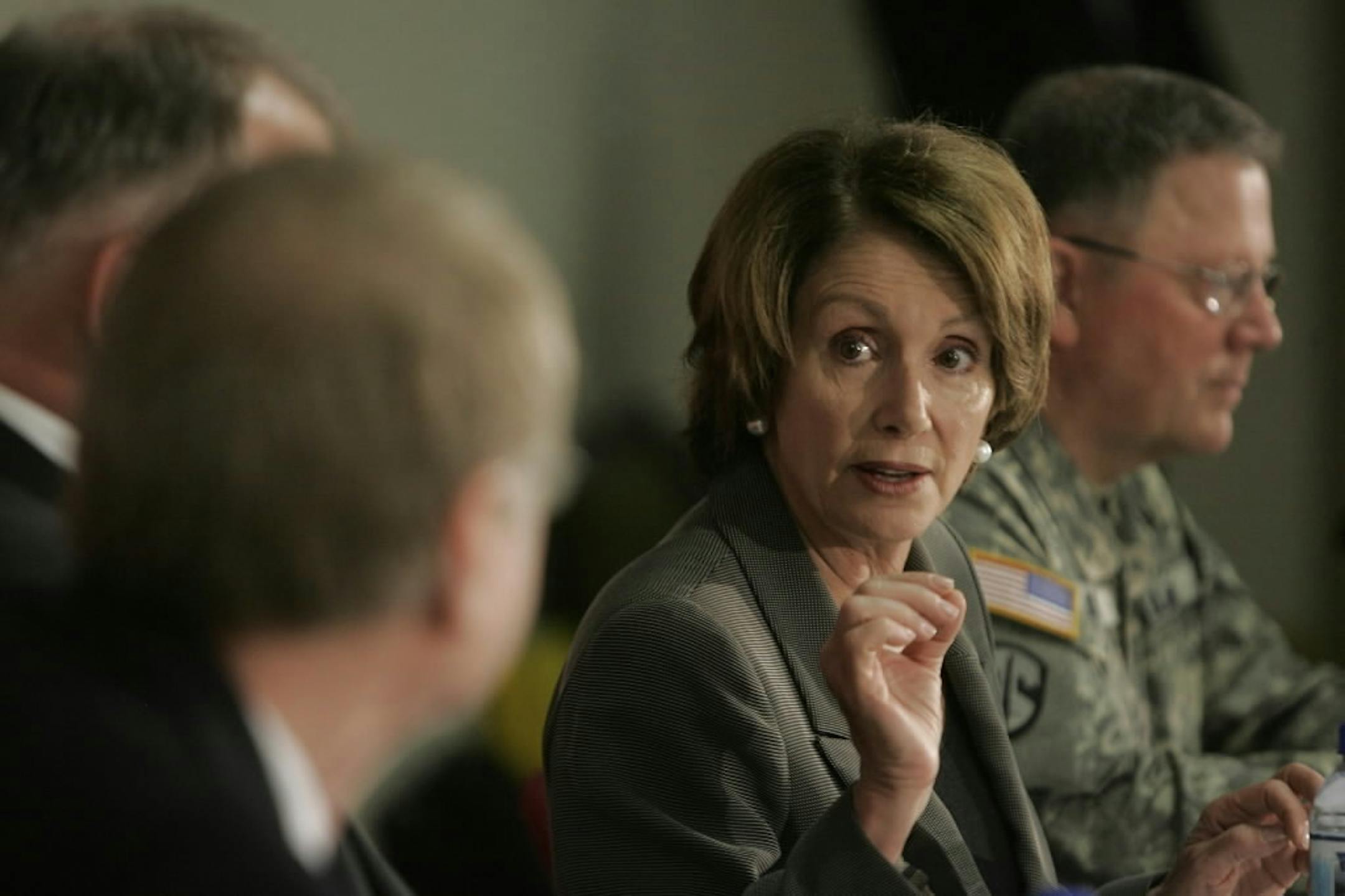 House Speaker Nancy Pelosi during a public veterans forum at the Minneapolis Veterans Administration Medical Center Monday