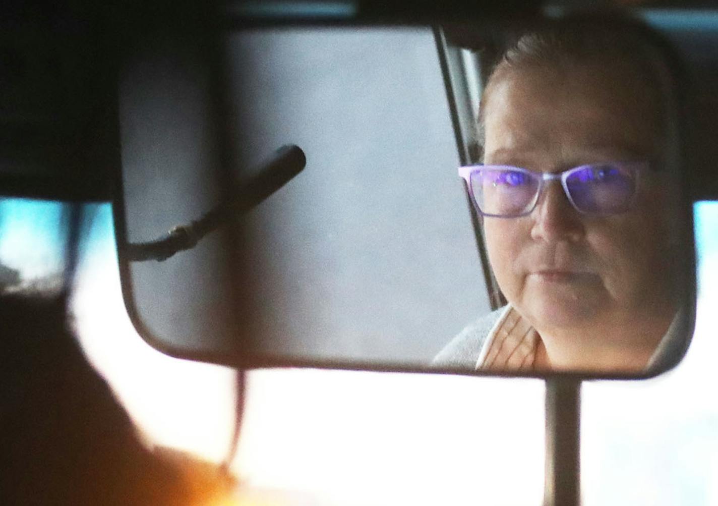 Metro Bus driver Deb Sievers heads along her route in downtown Minneapolis and Uptown Thursday, Dec. 14, 2017, in Minneapolis, MN. Sievers, who has driven a Metro bus for 13 plus years, has been spit on twice and punched in the face, requiring medical service, as well as being threatened with her life. She is also a peer counselor for fellow Metro Bus drivers who have been assaulted. "I have seen a lot," Sievers said.] DAVID JOLES &#xef; david.joles@startribune.com Continued assaults on local bu