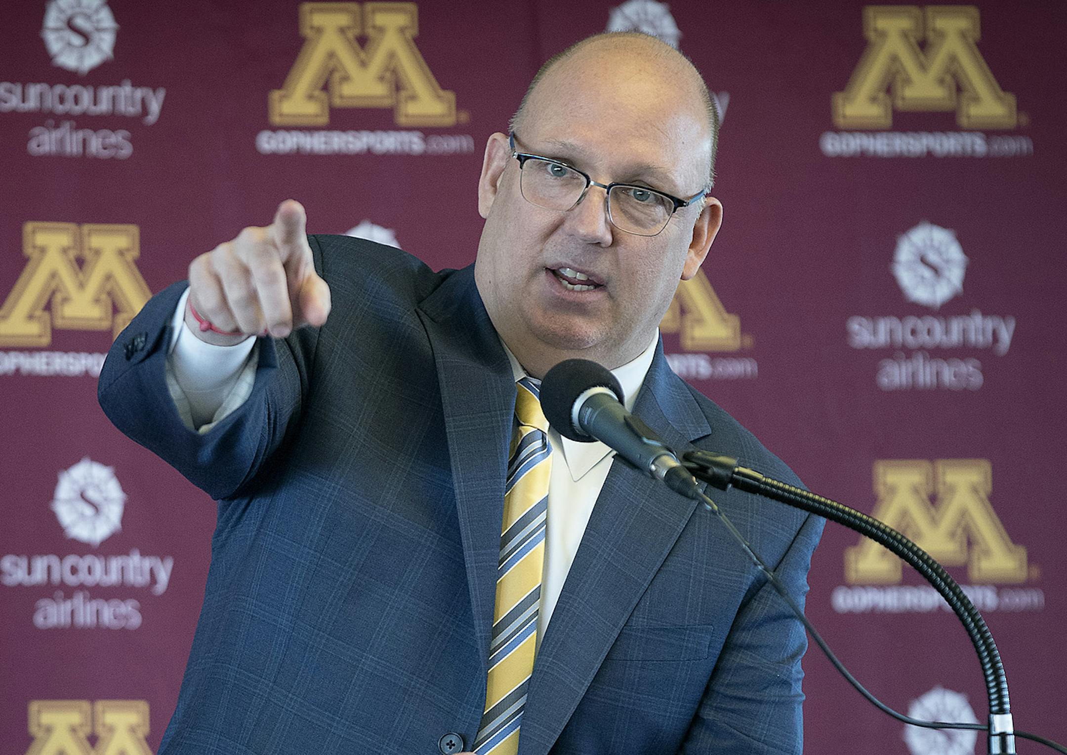 Bob Motzko, the new Gophers hockey coach addressed the media, family, former players and coaches, during a press conference at TCF Bank Stadium, Thursday, March 29, 2018 in Minneapolis, MN. ] ELIZABETH FLORES ï liz.flores@startribune.com