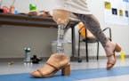 Kelly Yun, a prosthetic technician and designer, demonstrated the Modular Prosthetic Ankle Feet System Thursday at Minneapolis VA Health Care System i