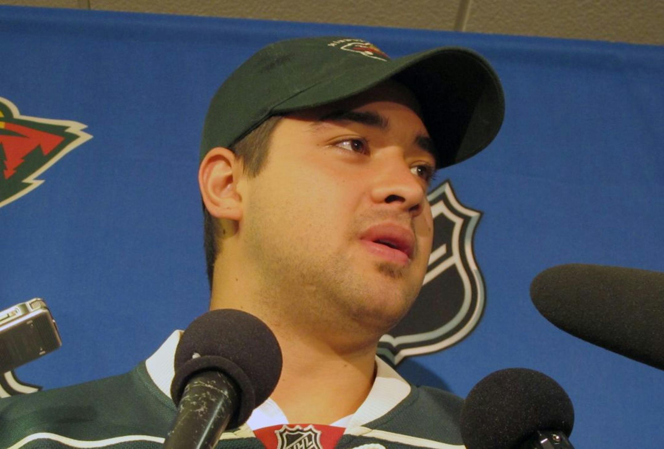 After being traded from the San Jose Sharks, Devin Setoguchi greeted the media for the first time as a member of the Minnesota Wild at the Xcel Energy Center in St. Paul on Monday.