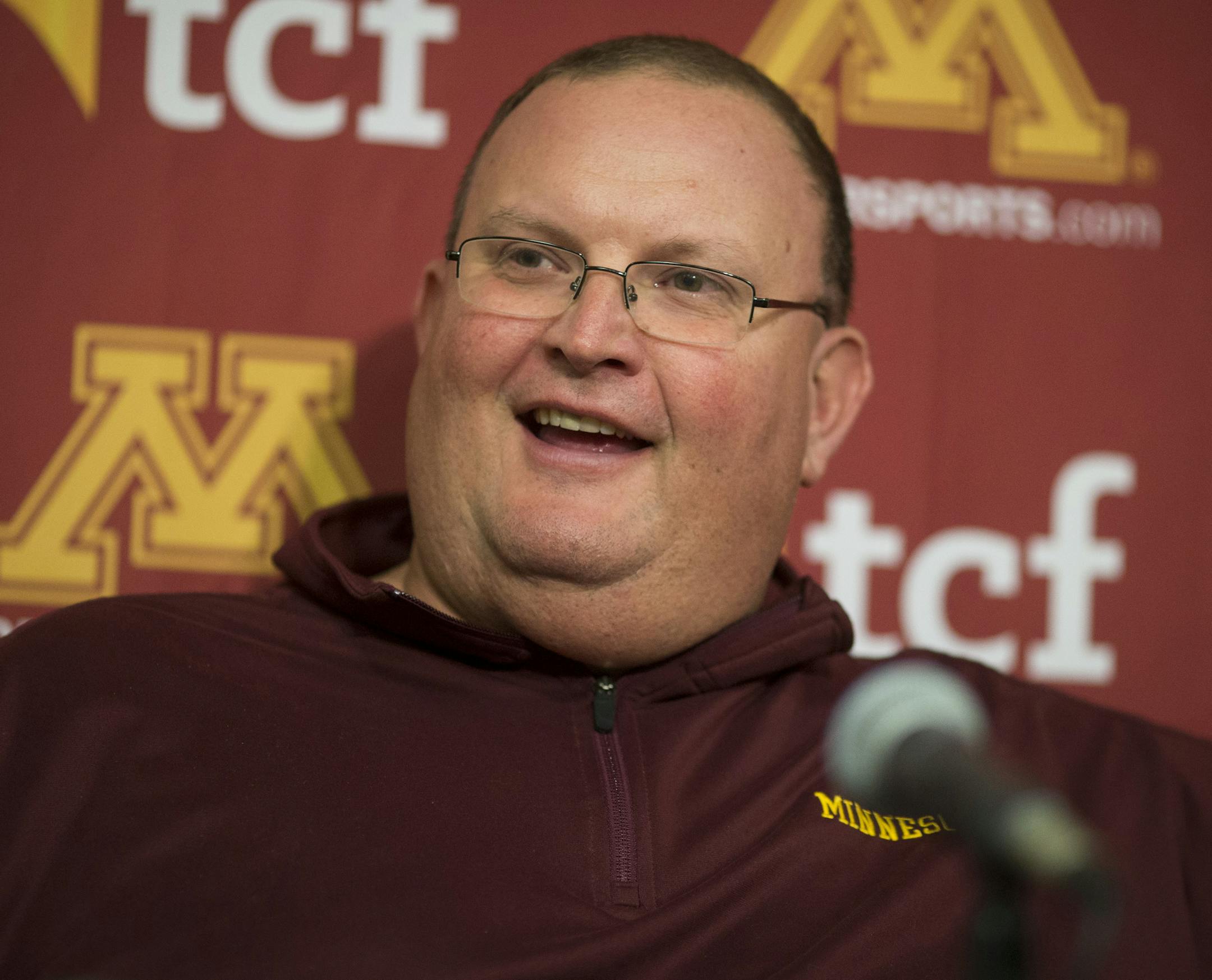 Tracy Claeys during a press conference at the University of Minnesota in Minneapolis, Minn., on October 28, 2015.