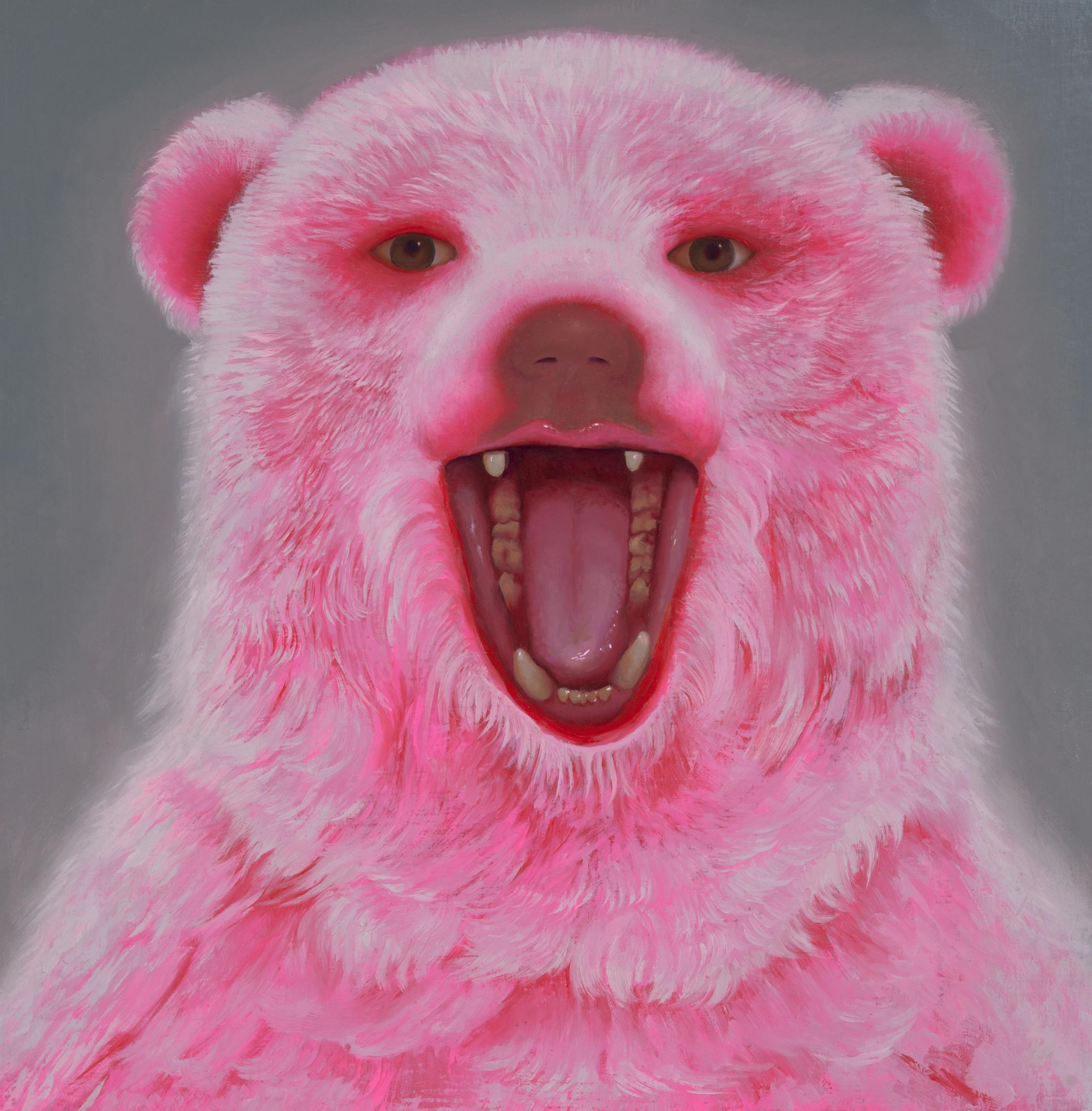 "Pink Bea"r by Aniela Sobieski, acrylic painting on canvas