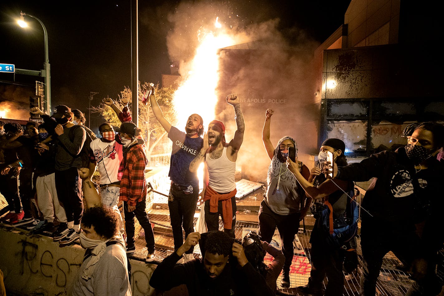 The Minneapolis 3rd Police Precinct station was set on fire late Thursday, the third night of protests of the death of George Floyd at the hands of Minneapolis police.