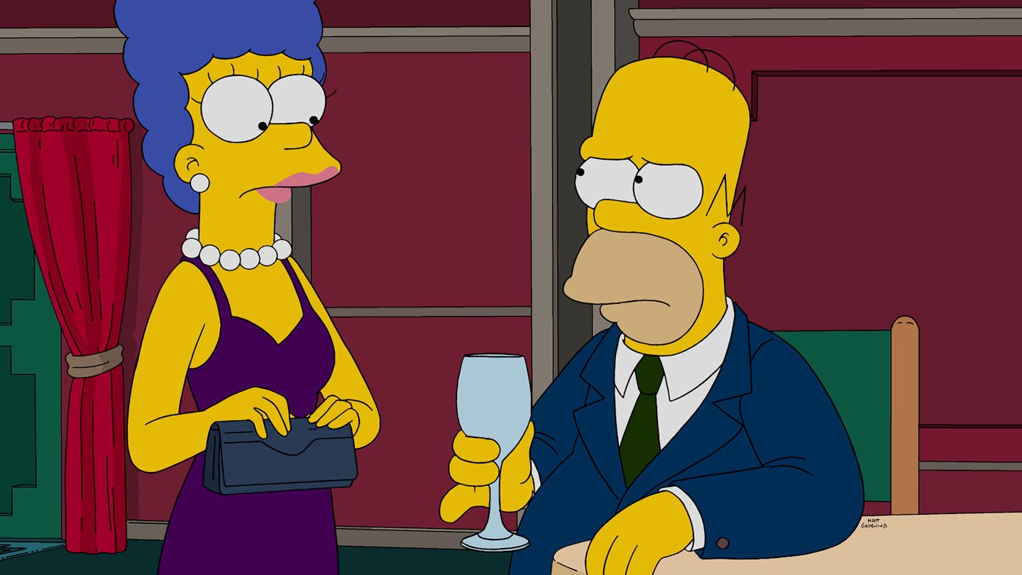 Marge and Homer see a marriage counselor in the Season 27 premiere episode of "The Simpsons."