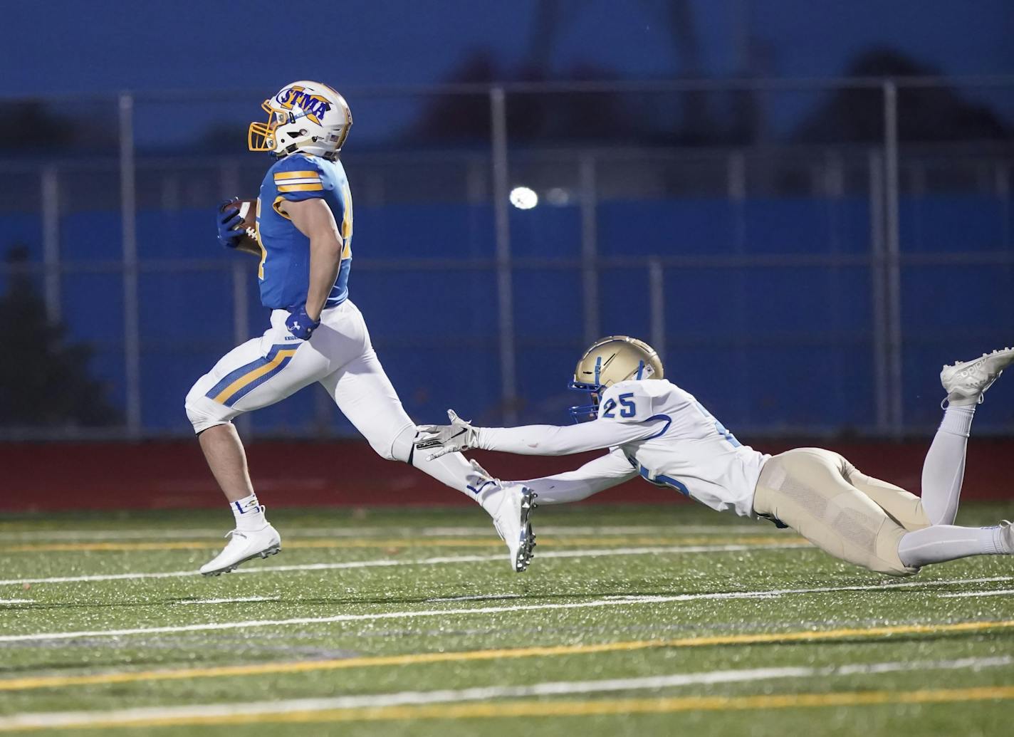 St. Michael-Albertville's Max Keefer helped lead the Knights to victory last week against Wayzata. The team had to cancel its game against Edina after a positive COVID-19 test. But its fortunes improved and it wound up playing Champlin Park, which had an opponent cancel due to a COVID-related matter.