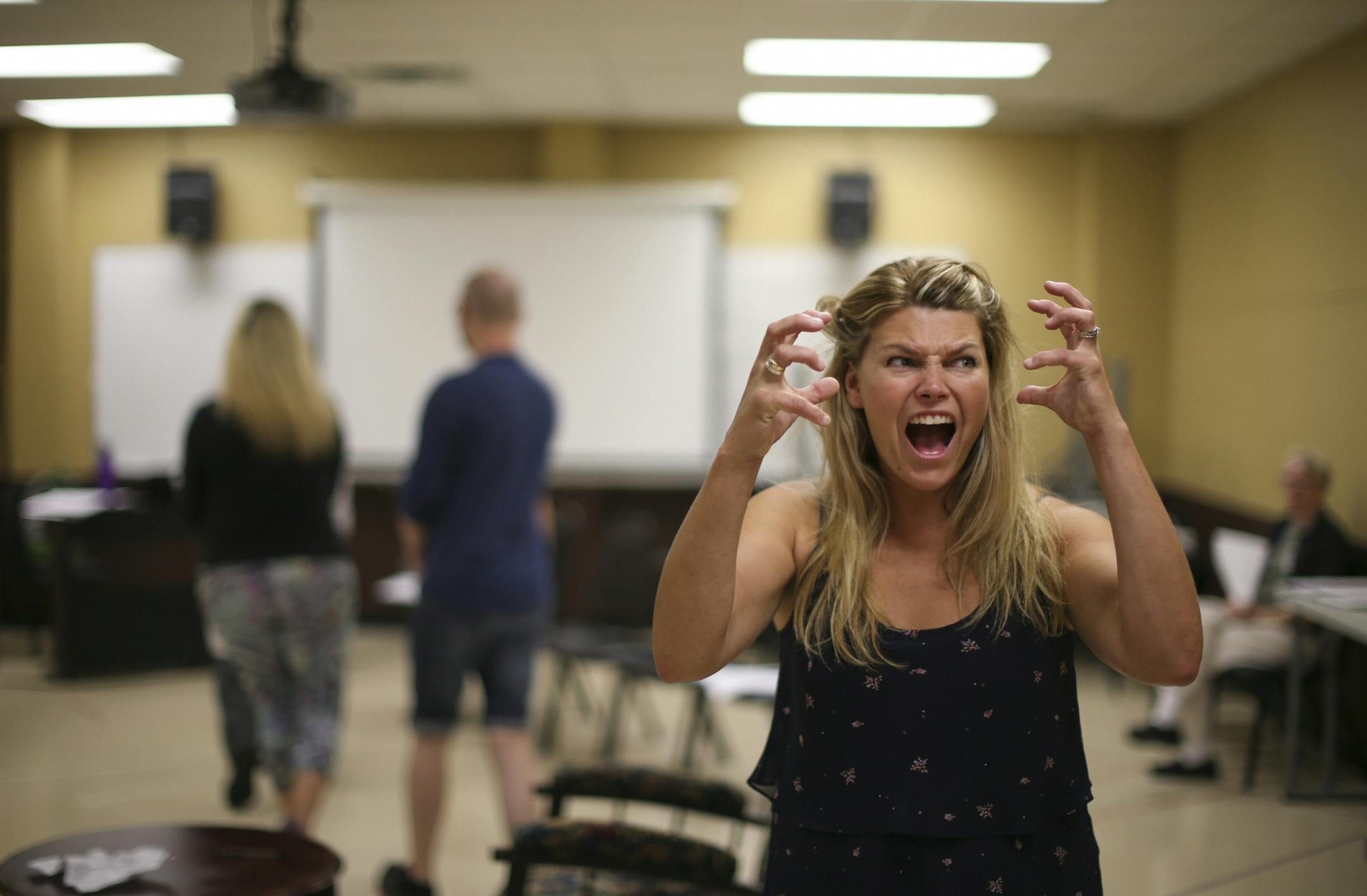 Jennifer Maren, as Marjorie Caldwell, rehearsed a scene Wednesday night.