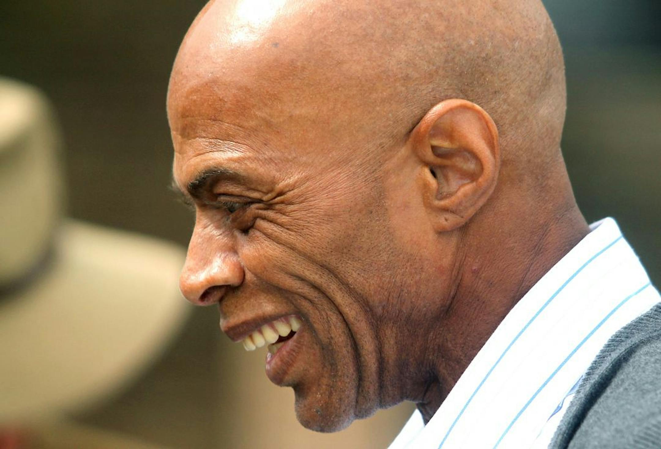 Edward Lee Elmore, 53, smiles after his hearing on Friday, March 2, 2012 in Greenwood, S.C. Elmore, who spent 30 years in prison for murdering Dorothy Edwards, a crime that Elmore said he did not commit, was set free by Judge Frank Addy on Friday.