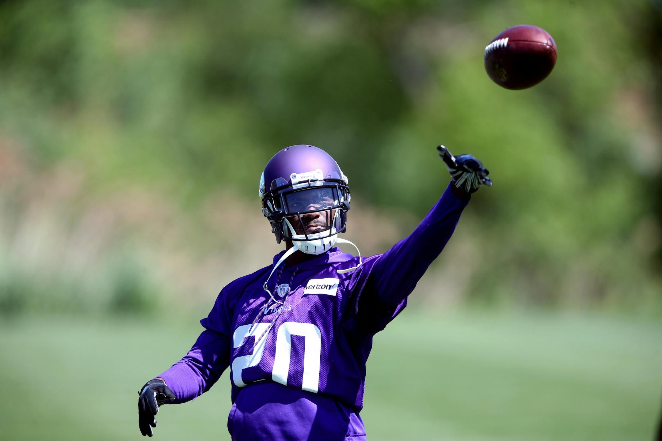 Vikings cornerback Mackensie Alexander worked on drills Wednesday in Eden Prairie.