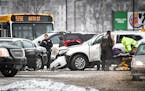 Several people were injured in a vehicle crash that occurred at a slick intersection of Nicollet Ave and 66th St in Richfield early Monday afternoon. 