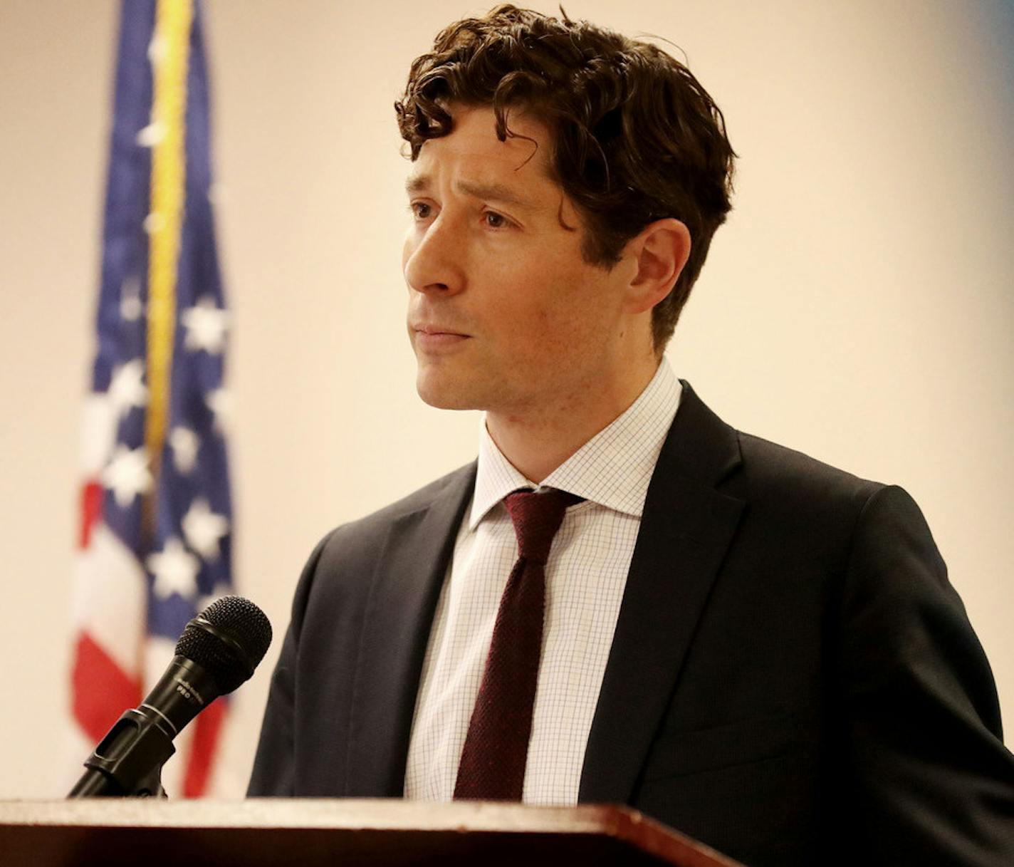 Minneapolis mayor Jacob Frey during a press conference at City Hall in which he discussed a charter amendment that would replace the current police department with a wider public safety department Friday.] DAVID JOLES • david.joles@startribune.com Press conference Friday, June 26, 2020, at City Hall in Minneapolis where Mayor Jacob Frey discussed a charter amendment that would replace the current police department with a wider public safety department.