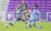 Minnesota United FC's Ozzie Alonso (6) fights for a loose ball during the first half of an MLS soccer match against New York City FC, in Orlando, Fla.