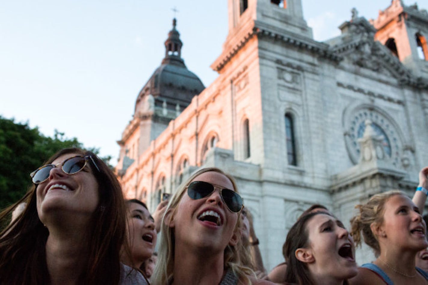 Fans joyfully cheered on the not-so-joyous Shins at the Basilica Block Party in 2017. / Star Tribune file