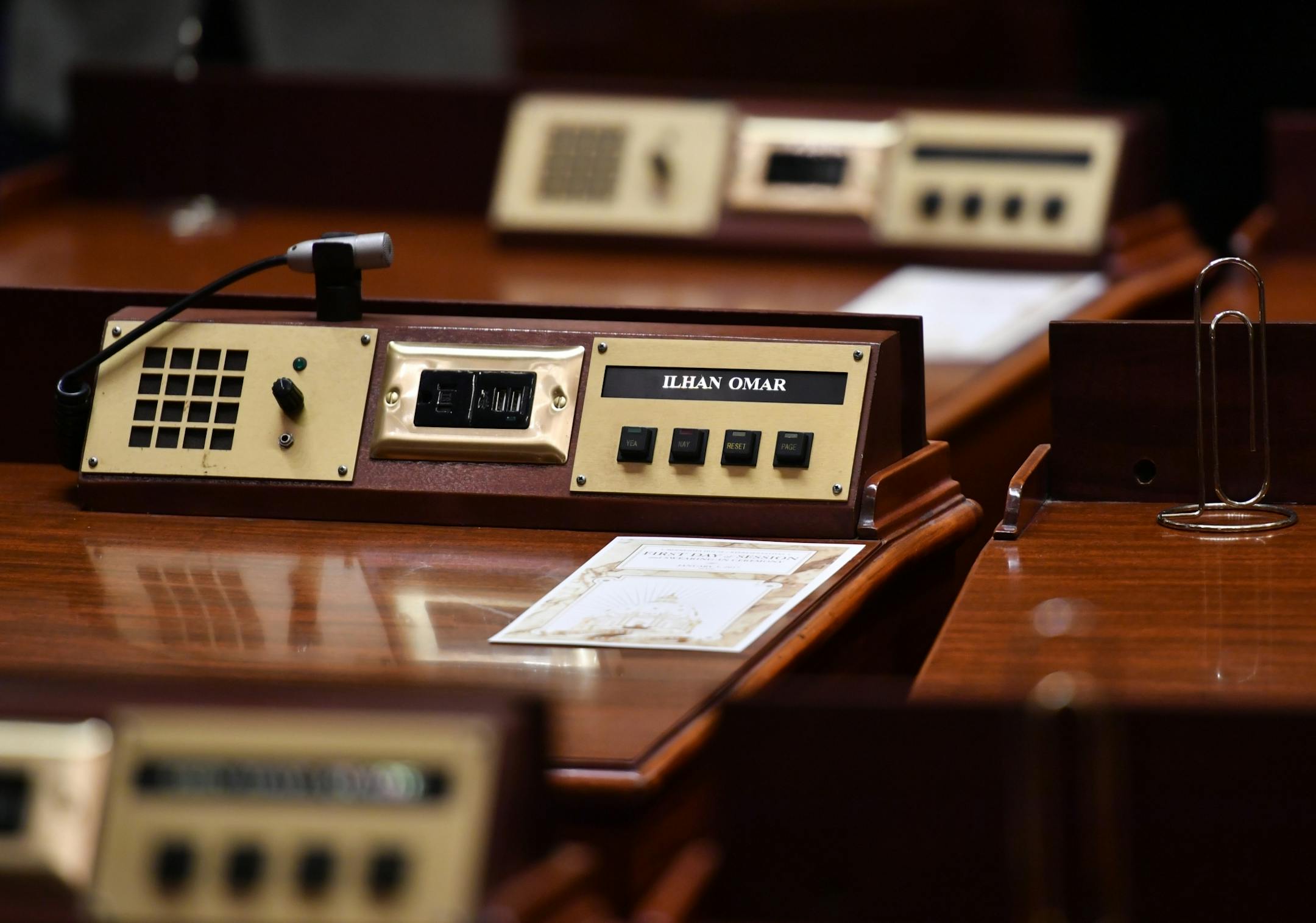 Ilhan Omar's desk.