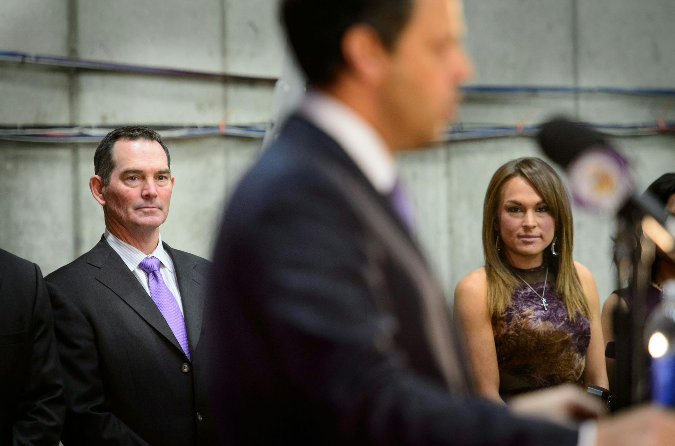 Zimmer and daughter Corri listened as Mark Wilf introduced Zimmer. Minnesota Vikings today introduced new head coach Mike Zimmer at a news conference at Winter Park. Friday, January 17, 2014. ] GLEN STUBBE * gstubbe@startribune.com