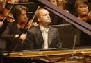Pianist Louis Lortie replaces Martha Argerich as he performs Schumann's Piano Concerto with The New York Philharmonic April 29, 2004 in New York. Lort