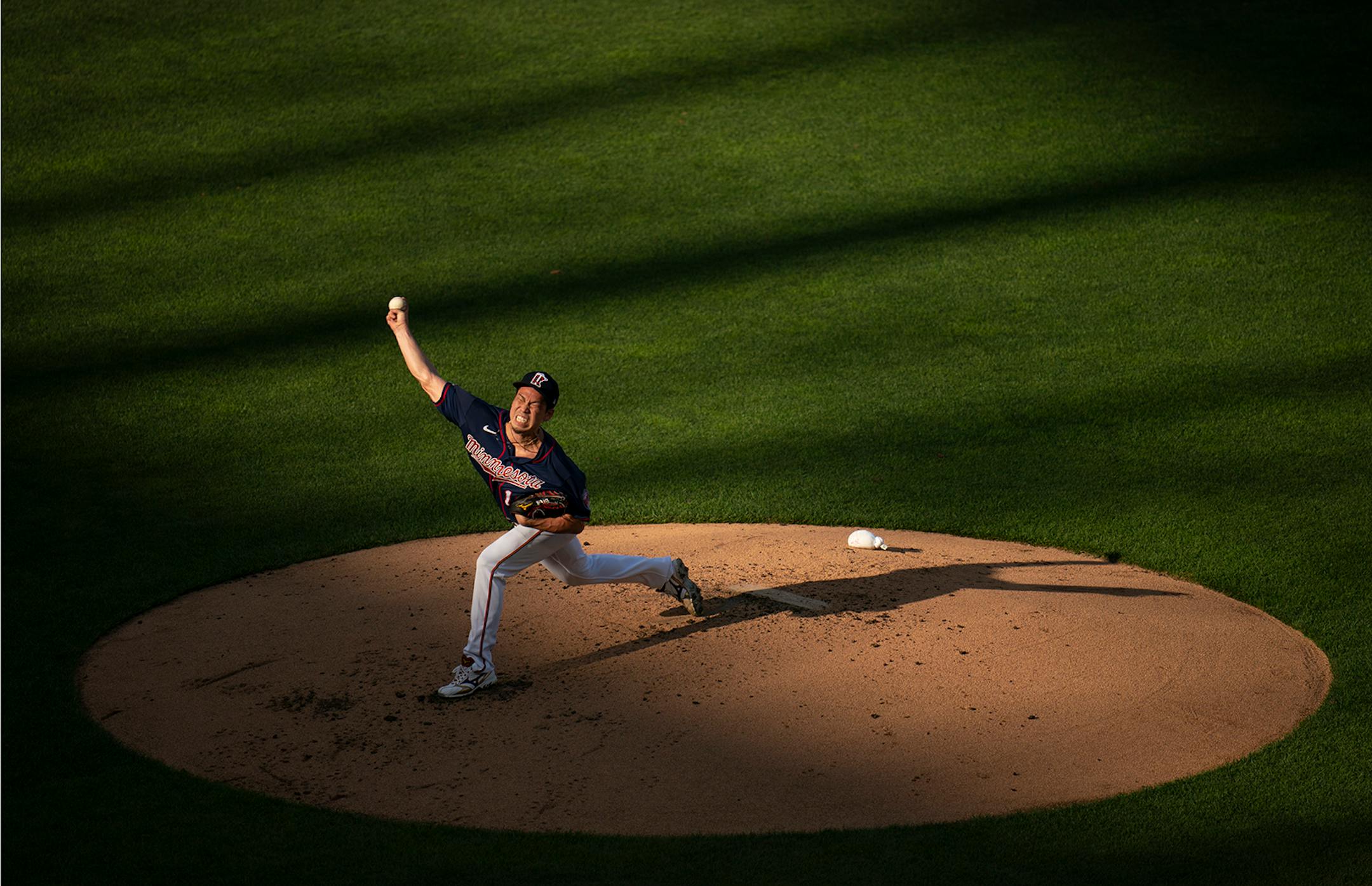 Twins pitcher Kenta Maeda threw live batting practice Sunday evening.