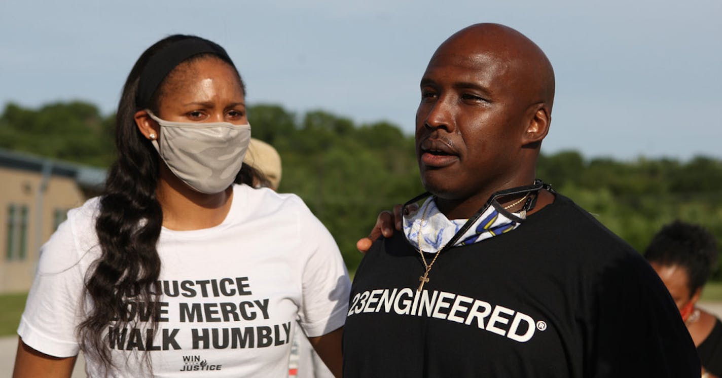 Maya Moore and Jonathan Irons after he was released from prison in Missouri on June 30.