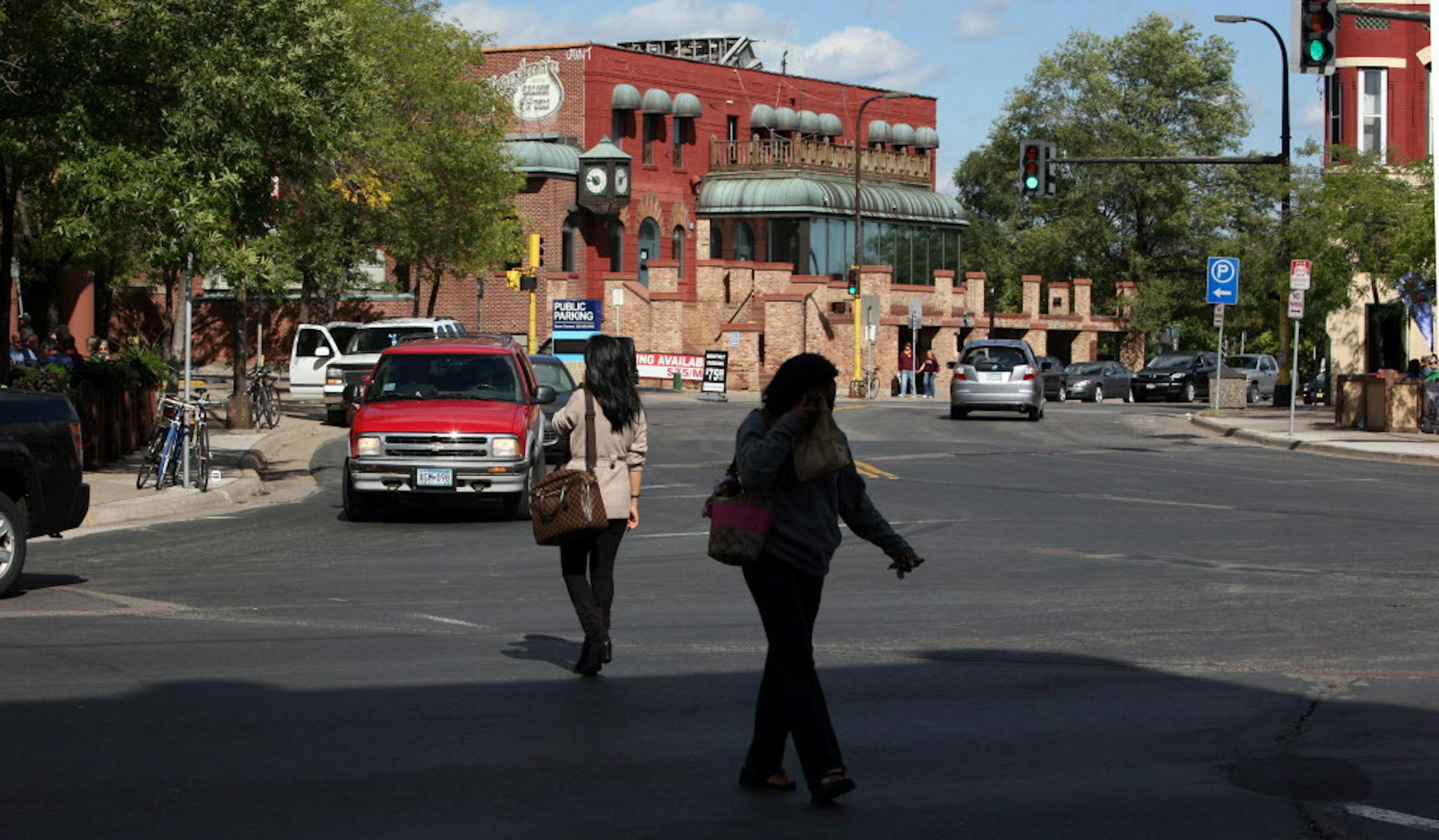 An intersection in the Seven Corners area of Minneapolis.