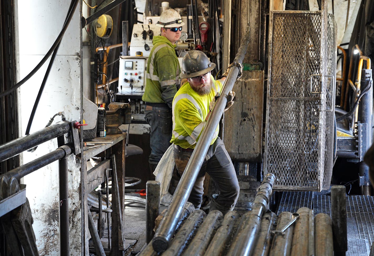 Pulling core samples from Talon Metals' proposed Tamarack Mine site Friday, April 14, 2023 north of Tamarack, Minn. ] Brian Peterson ¥ brian.peterson@startribune.com