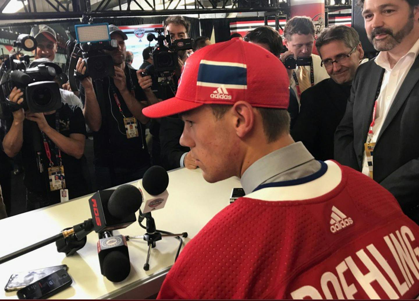 Lakeville native Ryan Poehling addressed the media after the Montreal Canadiens made him the No. 25 pick in Friday's NHL draft.