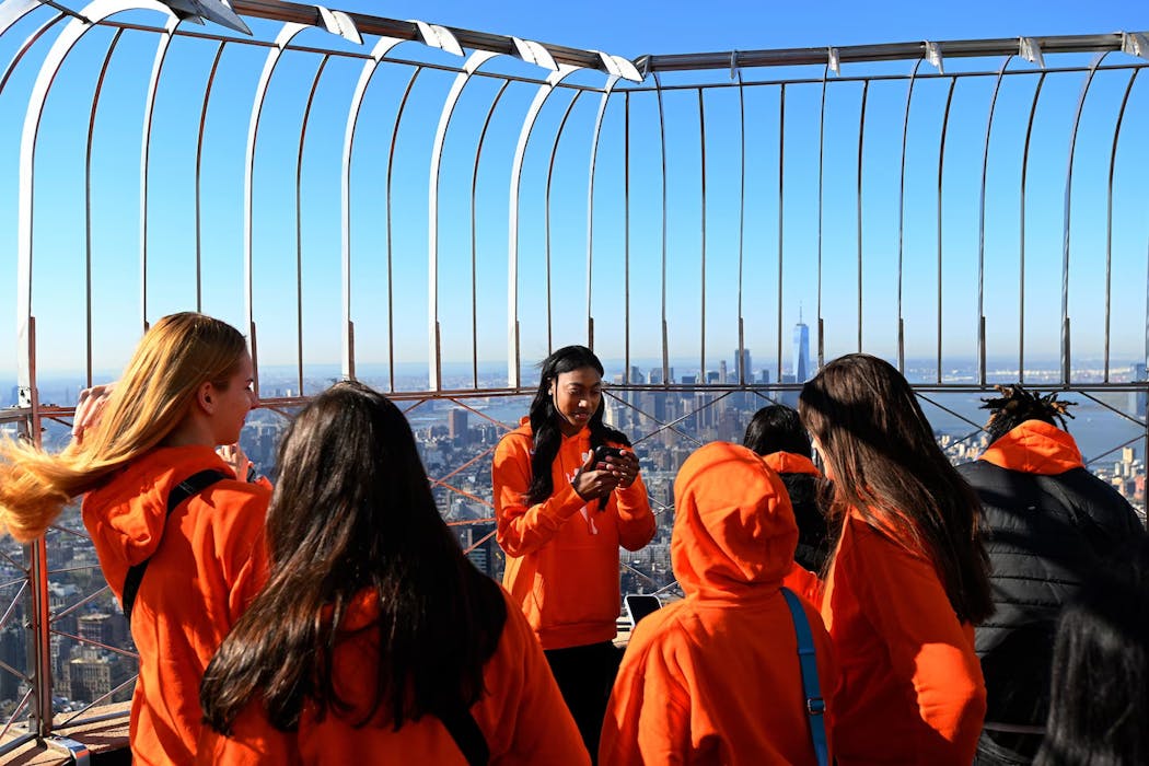 Miller visited the Empire State Building with several other prospective WNBA draft picks Monday.
