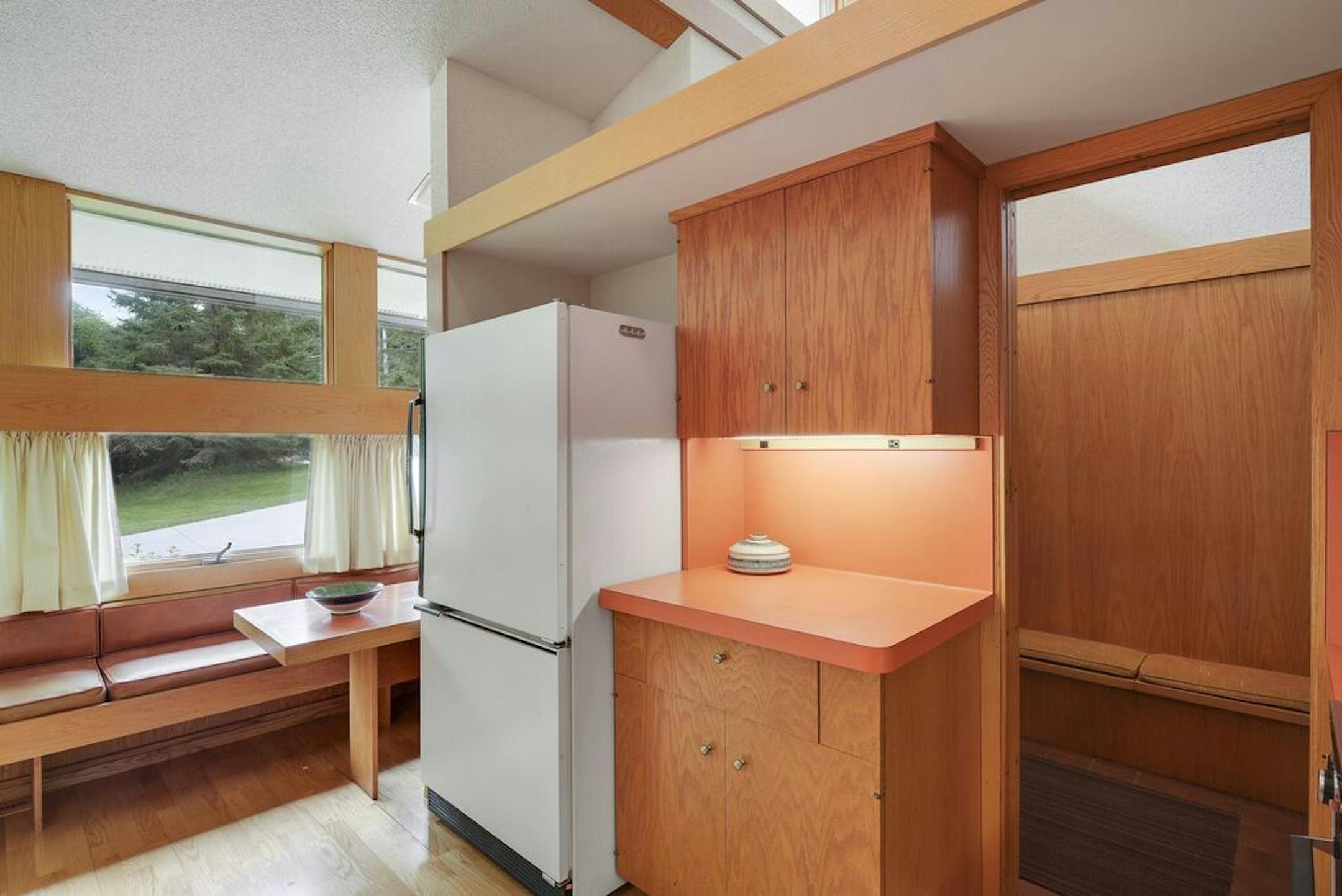 There's a built-in banquette.